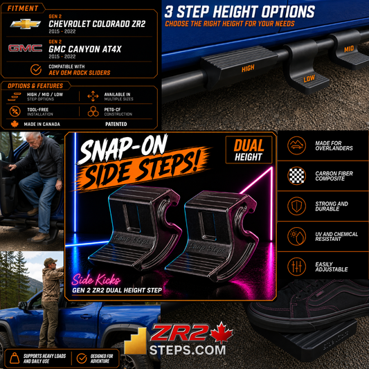 Gen 2 ZR2/AT4X Snap-On Side Steps - Dual Height - (2015-2022)