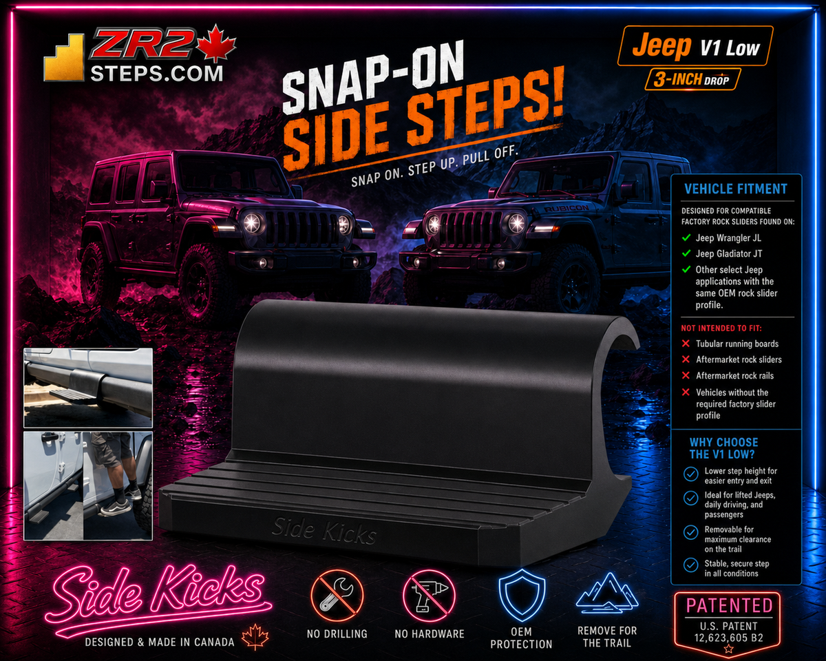 Jeep Snap-On Side Steps - V1 Low - Singularity Series