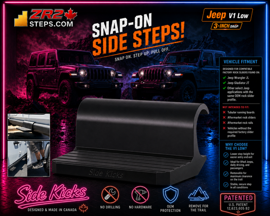 Jeep Snap-On Side Steps - V1 Low - Singularity Series